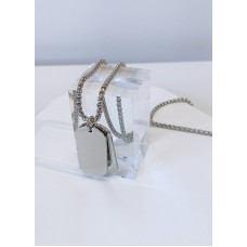 Ατσάλινο κολιέ με διπλή πλάκα και αλυσίδα STN04 